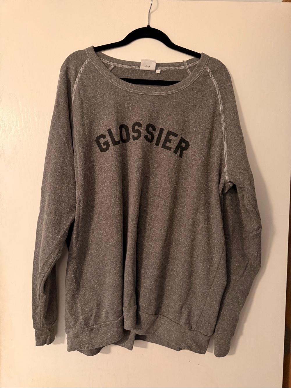 Glossier Heather Gray Pullover Sweatshirt with Logo